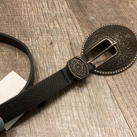 Zara black vegan leather western belt 27- - Picture 4 of 4